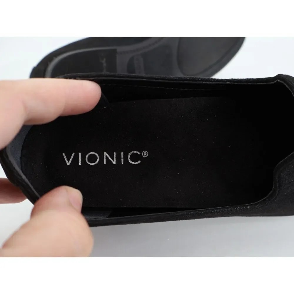 Vionic Willa Slip-on Flat Fabric Comfort Loafers Slip On Orthotic Size 6 Black